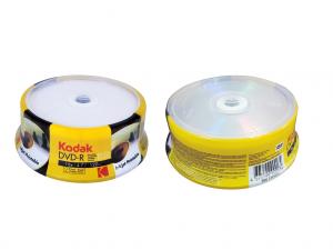 KODAK DVD-R 16x 4.7GB 25-Pack Cakebox White Inkjet Printable