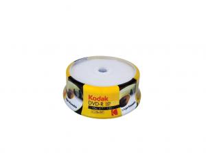 KODAK DVD-R 16x 4.7GB 25-Pack Cakebox, White Inkjet Printable-Front 